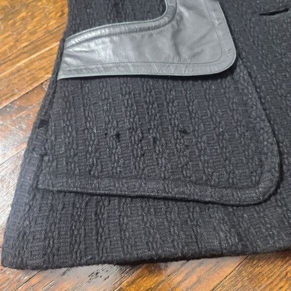 MACKAGE Black Wool With Leather Trim Woman's Peacoat size Large - Picture 14 of 14